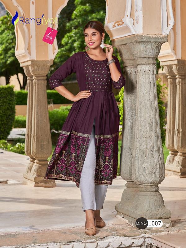 Rangjyot Mihira Fancy Wear Rayon Designer Kurti Collection